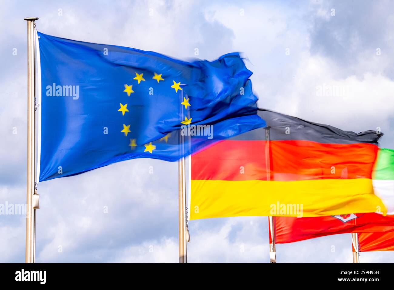 Europäische und deutsche Flagge Stockfoto