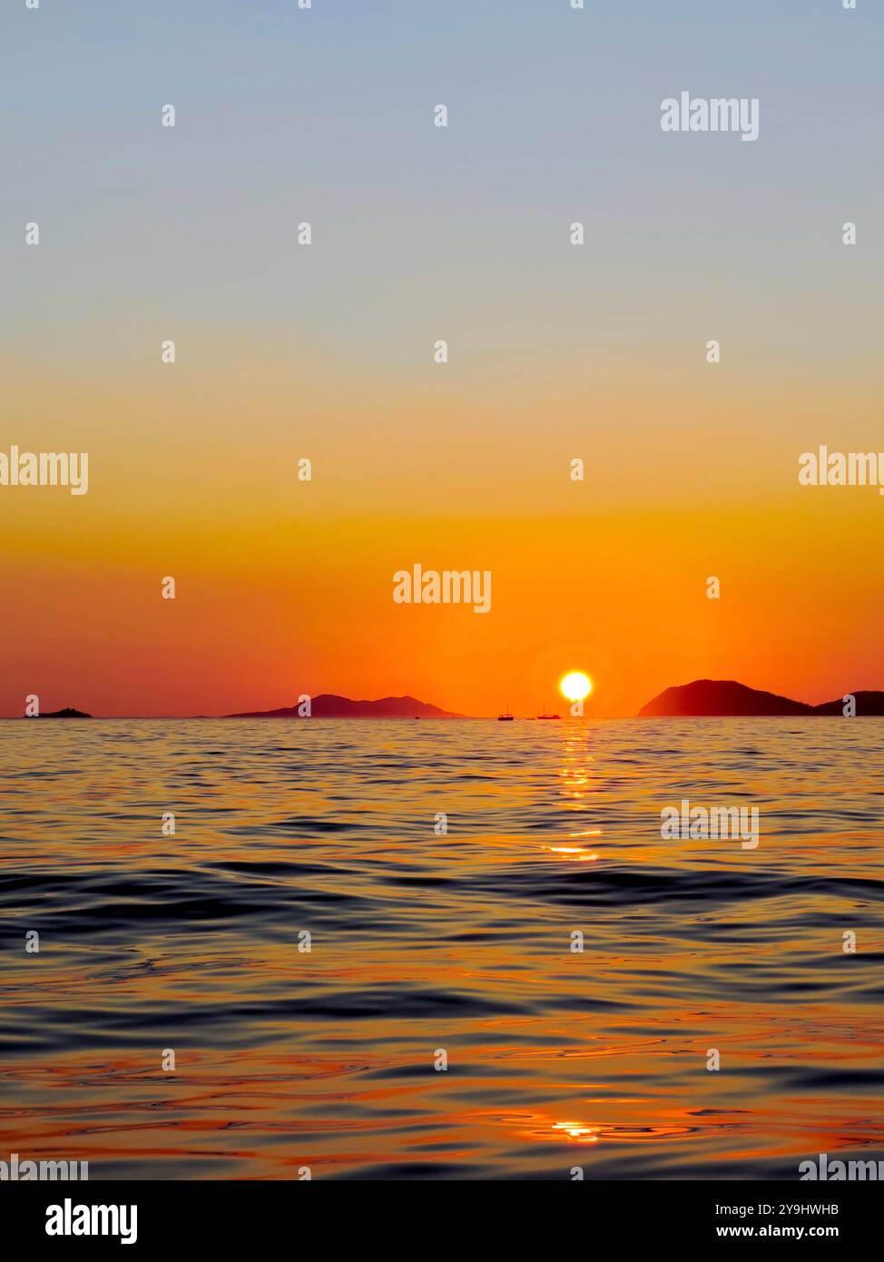 Sonnenuntergang über der Adria ab Dubrovnik, Kroatien Stockfoto