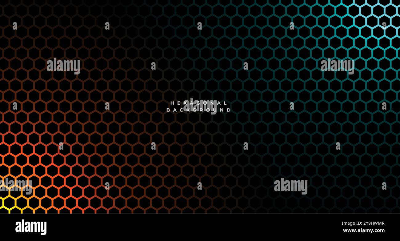 Dunkler und glänzender sechseckiger Musterhintergrund im geometrischen Vektor Stock Vektor