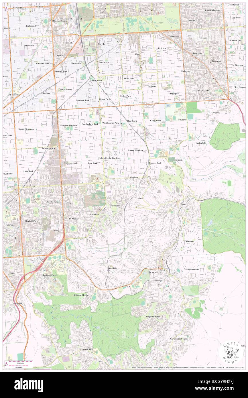 St James Park, , AU, Australien, South Australia, s 34 59' 35''', N 138 36' 3'', Karte, Cartascapes Map, veröffentlicht 2024. Erkunden Sie Cartascapes, eine Karte, die die vielfältigen Landschaften, Kulturen und Ökosysteme der Erde enthüllt. Reisen Sie durch Zeit und Raum und entdecken Sie die Verflechtungen der Vergangenheit, Gegenwart und Zukunft unseres Planeten. Stockfoto