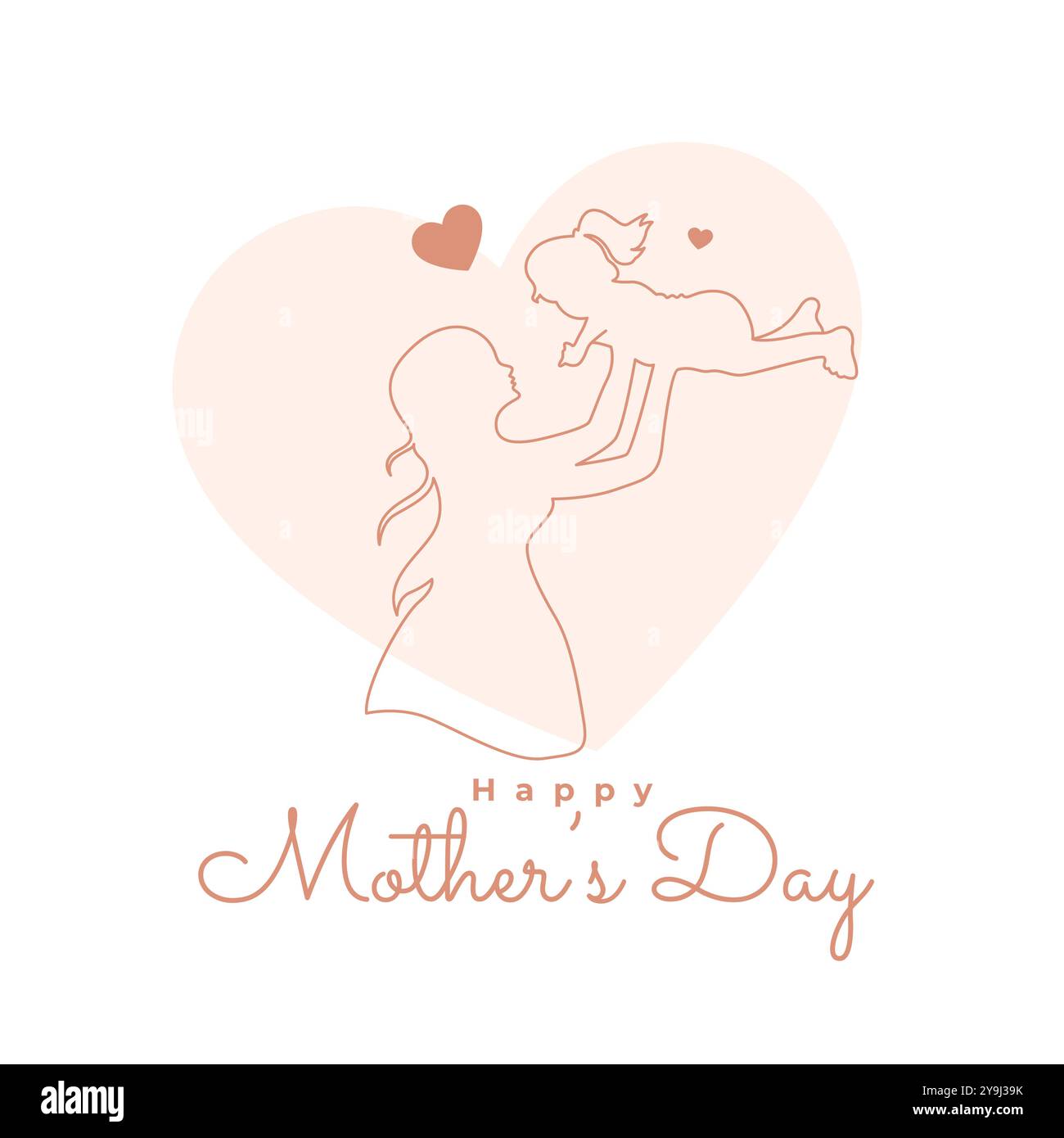 Linienstil Happy Mothers Day Hintergrund zeigen Mama Liebe und Zuneigung Vektor Stock Vektor