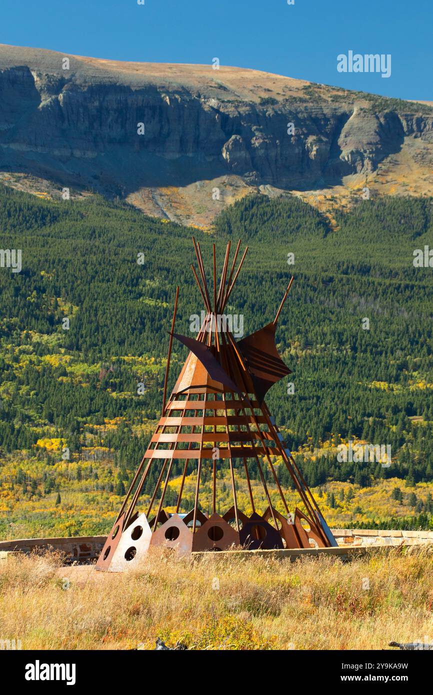 Blackfeet Indian Memorial, Blackfeet Indian Reservation, Montana Stockfoto