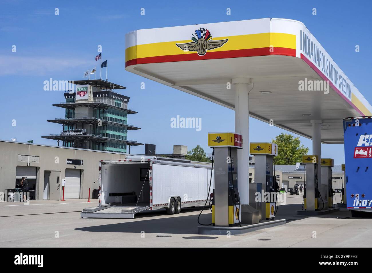 Der Indianapolis Motor Speedway ist Austragungsort des 108. Rennens des Indianapolis 500 im Speedway, IN Stockfoto