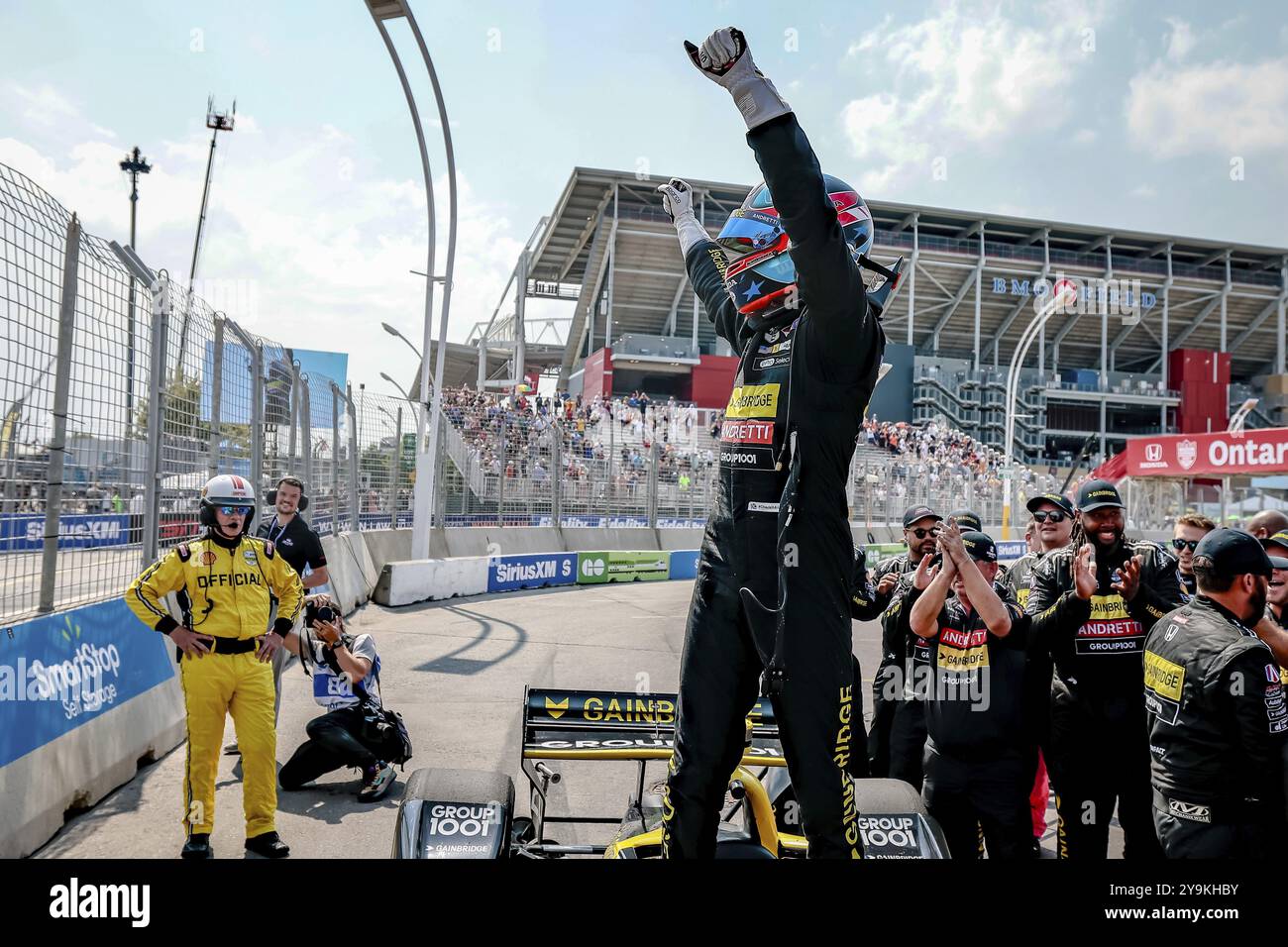 Der Fahrer DER NTT INDYCAR-SERIE COLTON HERTA (26) aus Valencia, Kalifornien, gewinnt den Ontario Honda Dealers Indy Toronto in Toronto Stockfoto