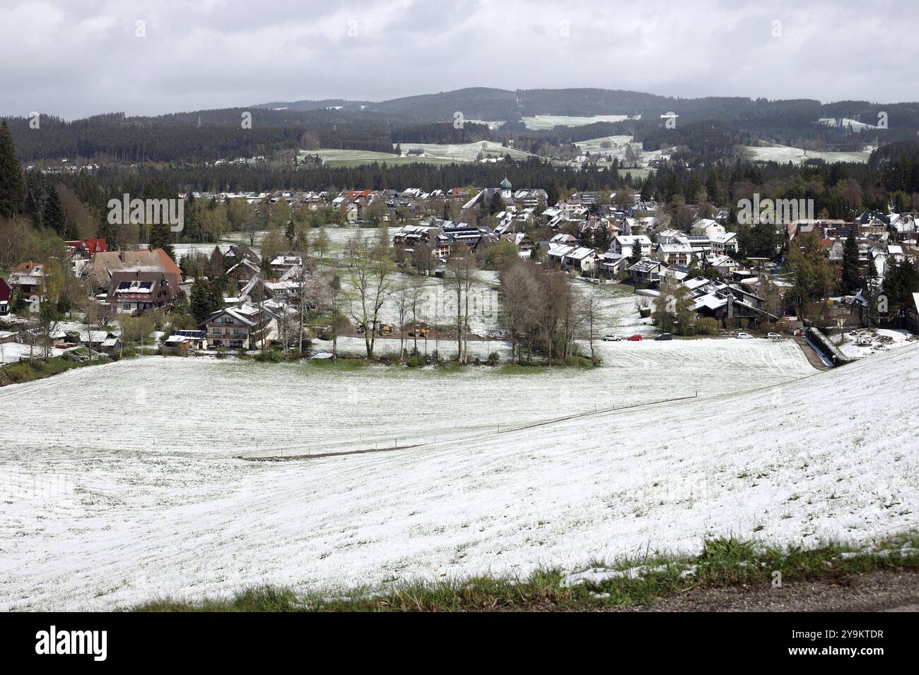 Thematisches Bild Wetter Beginn des Winters im Schwarzwald. Nach den Frühsommertemperaturen am Wochenende kehrte der Winter am Dienstagabend zurück. Etwa 10 Stockfoto