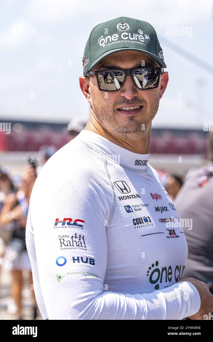 GRAHAM RAHAL (15) aus New Albany, Ohio, bereitet sich auf die Qualifikation für den Hy-Vee Homefront 250 auf dem Iowa Speedway in Newton, IA vor Stockfoto