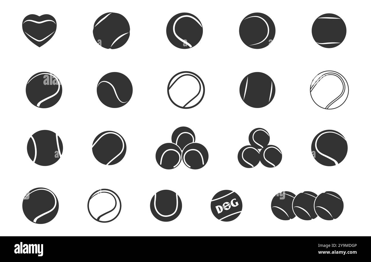 Tennisball Silhouette, Tennisball svg, Ball Silhouette, Sportball svg, Tennisball Icon, Sportball Silhouette, Tennisball Clipart, Ball svg Brötchen Stock Vektor