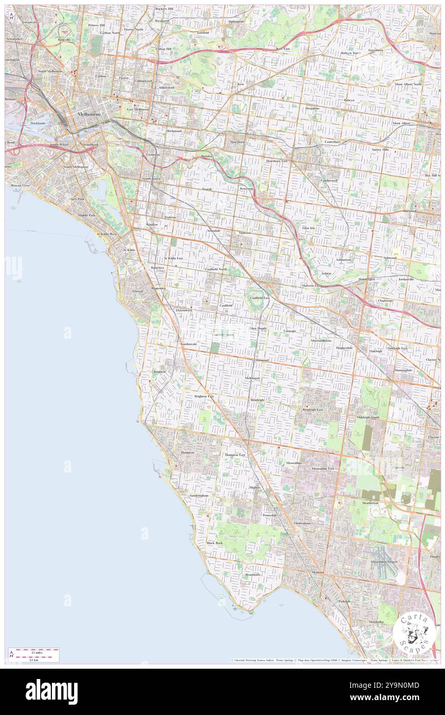 Caulfield South, AU, Australien, Victoria, s 37 52' 59'', N 145 1' 59'', Karte, Cartascapes Map, veröffentlicht 2024. Erkunden Sie Cartascapes, eine Karte, die die vielfältigen Landschaften, Kulturen und Ökosysteme der Erde enthüllt. Reisen Sie durch Zeit und Raum und entdecken Sie die Verflechtungen der Vergangenheit, Gegenwart und Zukunft unseres Planeten. Stockfoto