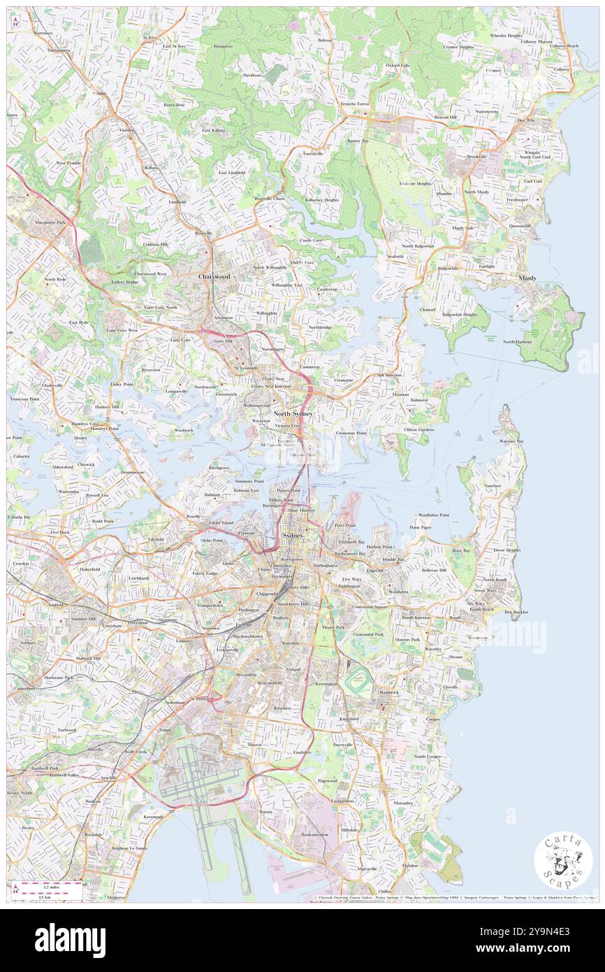 Milsons Point, North Sydney, AU, Australien, New South Wales, s 33 50' 45'', N 151 12' 42'', Karte, Cartascapes Map, veröffentlicht 2024. Erkunden Sie Cartascapes, eine Karte, die die vielfältigen Landschaften, Kulturen und Ökosysteme der Erde enthüllt. Reisen Sie durch Zeit und Raum und entdecken Sie die Verflechtungen der Vergangenheit, Gegenwart und Zukunft unseres Planeten. Stockfoto