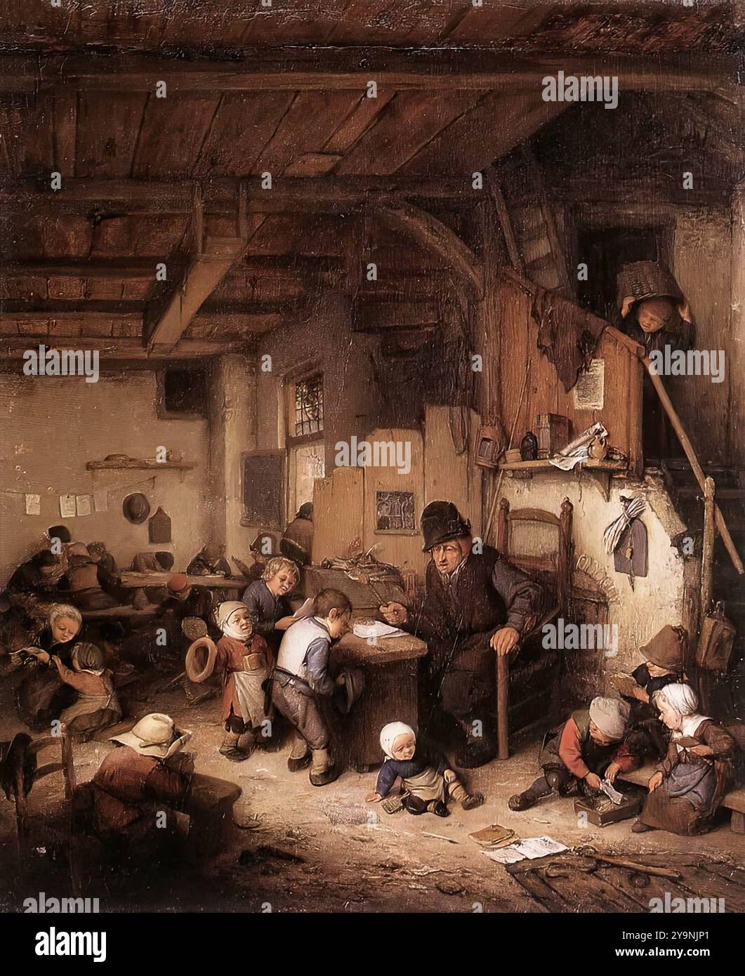 OSTADE, Adriaen Jansz. Van (* 1610, Haarlem, d. 1685, Haarlem) der Schulmeister 1662 Öl auf Holz, 40 x 32,5 cm Musée du Louvre, Paris --- Schlüsselwörter: ----------------- Autor: OSTADE, Adriaen Jansz. Van Titel: Der Schulmeister Zeitlinie: 1651-1700 Schule: Niederländisch Form: Malerei Art: Genre Stockfoto