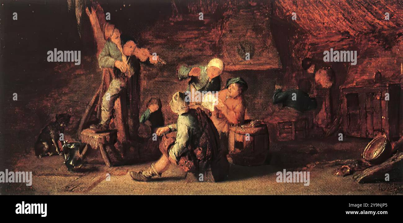 OSTADE, Adriaen Jansz. Van (* 1610, Haarlem, d. 1685, Haarlem) Village Feast 1638 Öl auf Platte, 27 x 30 cm Museo del Prado, Madrid --- Schlüsselwörter: ----------------- Autor: OSTADE, Adriaen Jansz. Van Titel: Dorffest Zeitlinie: 1651-1700 Schule: Niederländisch Form: Malerei Art: Genre Stockfoto