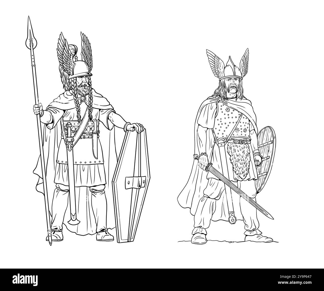 Der gallische König und Häuptling Vercingetorix. Alte gallische Kriegerzeichnung. Stockfoto