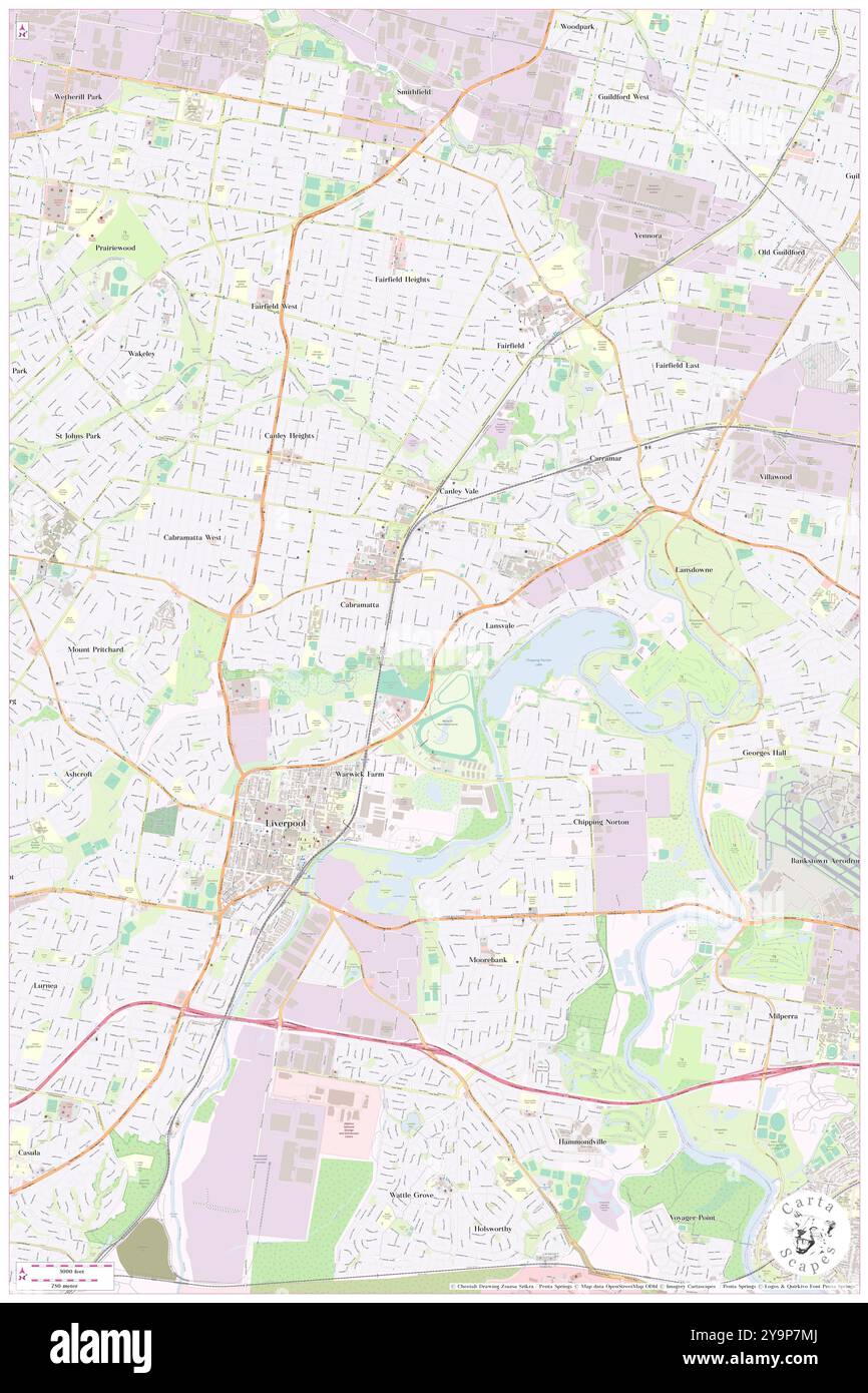 Holiday Inn Warwick Farm, Fairfield, AU, Australien, New South Wales, s 33 54' 10'', N 150 56' 35'', MAP, Cartascapes Map, veröffentlicht 2024. Erkunden Sie Cartascapes, eine Karte, die die vielfältigen Landschaften, Kulturen und Ökosysteme der Erde enthüllt. Reisen Sie durch Zeit und Raum und entdecken Sie die Verflechtungen der Vergangenheit, Gegenwart und Zukunft unseres Planeten. Stockfoto