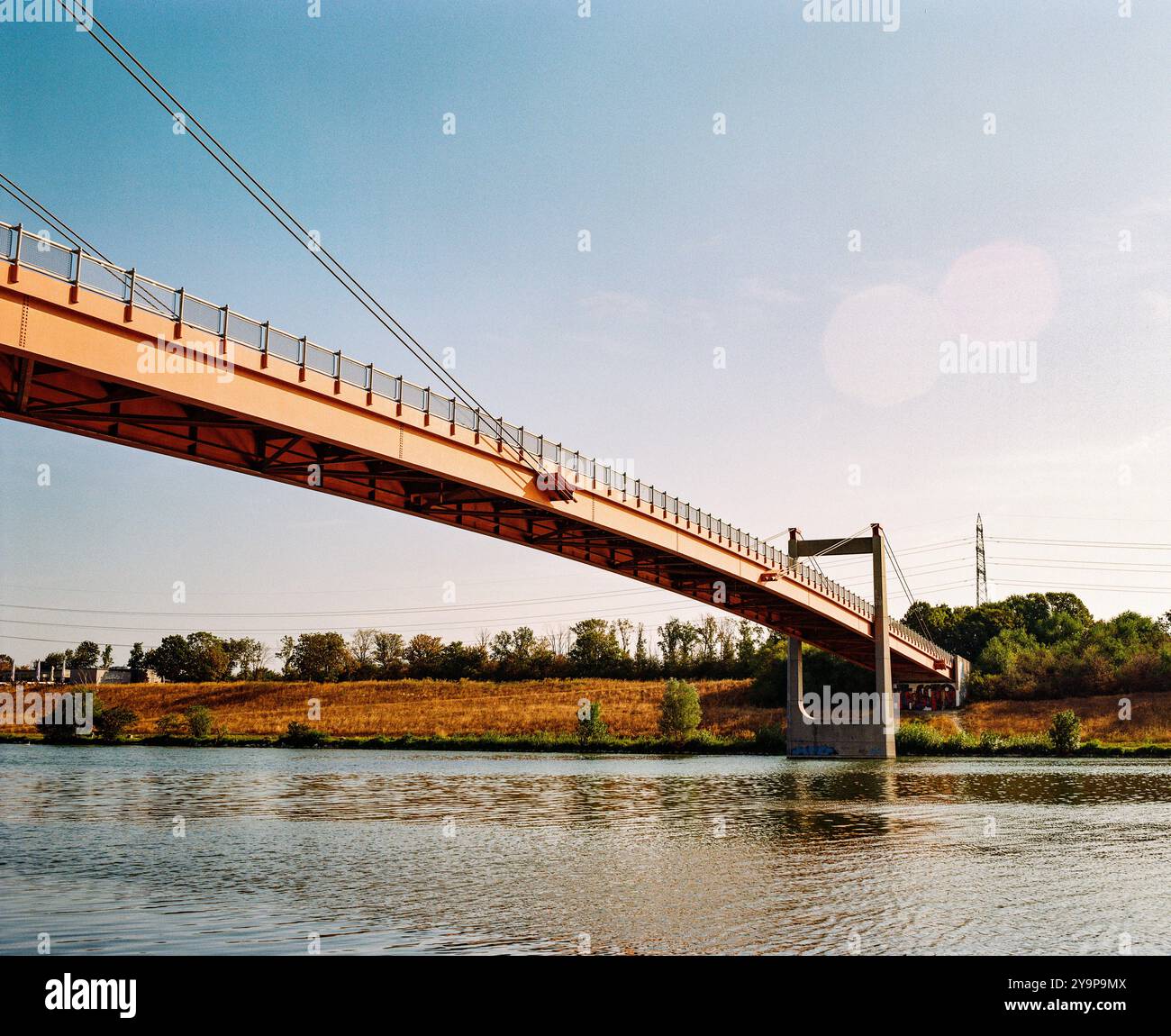 Jedleseer Brücke über die neue Donau, Wien, Österreich. Stockfoto