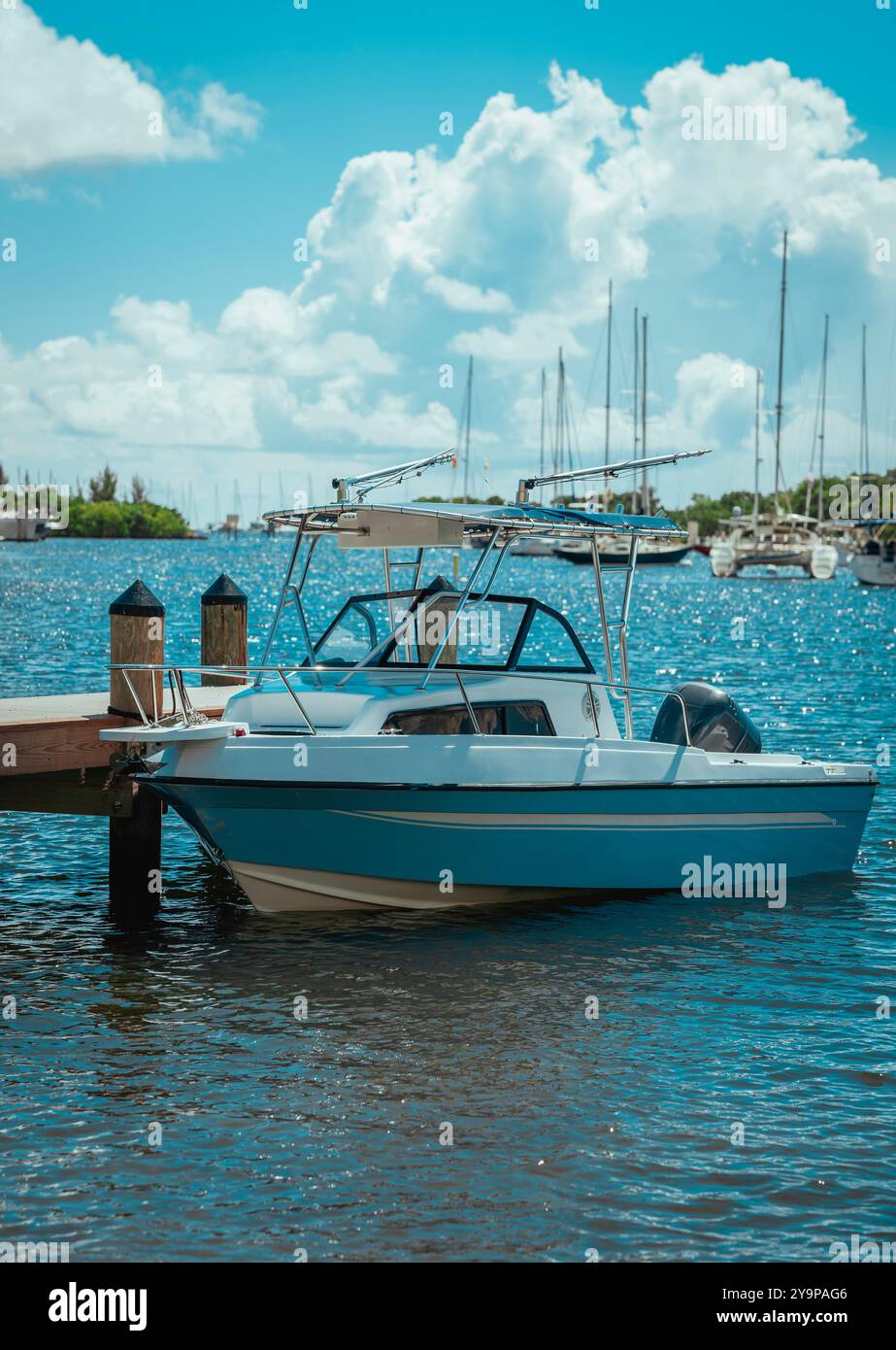 Boote im Hafen Kokosnusshain schöner Tag Stockfoto