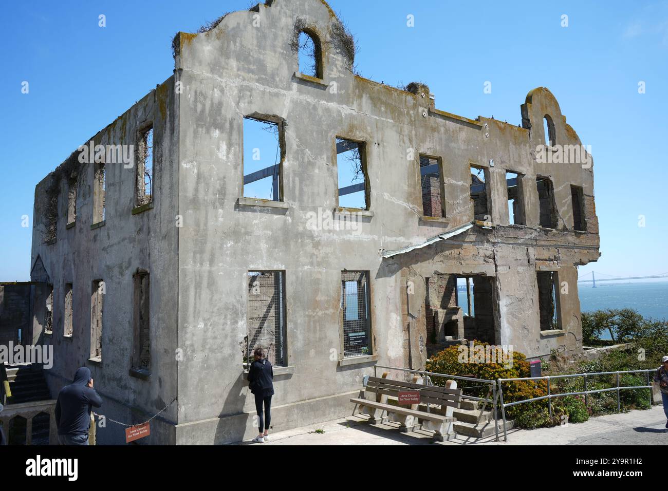 Die Ruine des Wardenhauses wurde 1921 erbaut und 1970 bei einem Brand zerstört. Stockfoto