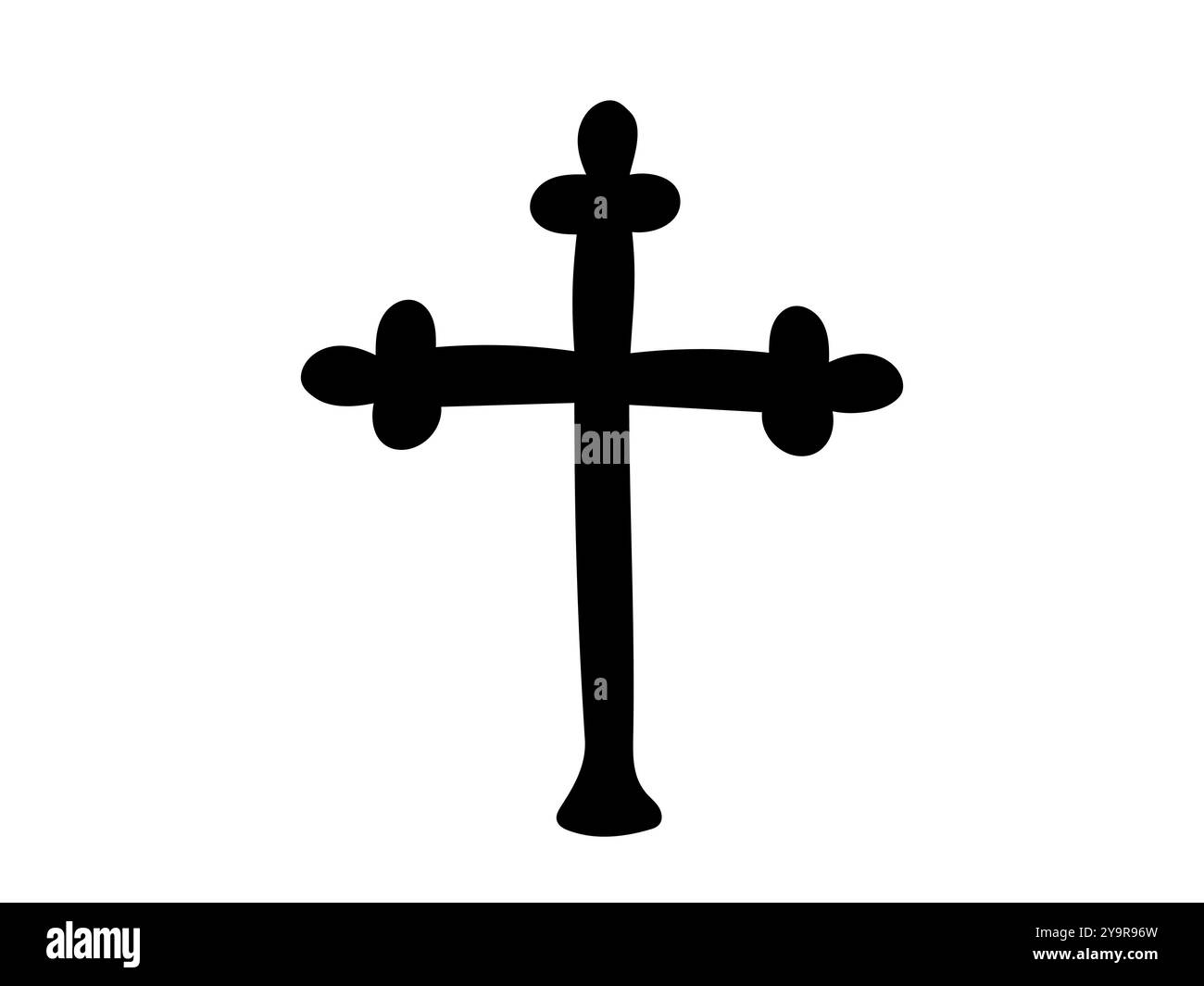 Schwarze Silhouette eines Kreuzes isoliert auf weißem Hintergrund. Konzept des religiösen Symbols, Kreuzsymbol, minimalistisches Design, Glaubensdarstellung, Ostern, sp Stock Vektor