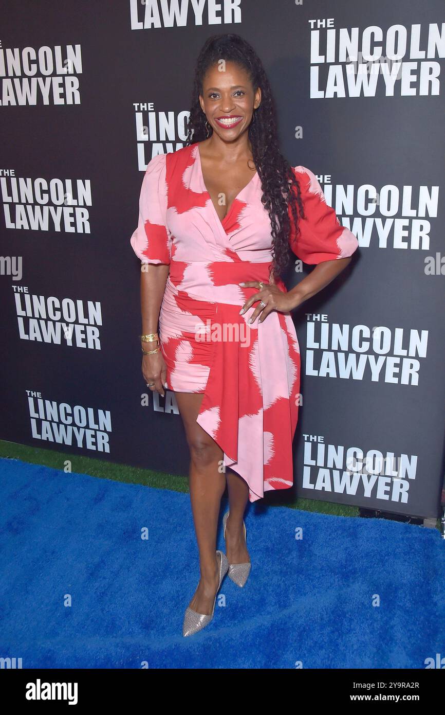 Merrin Dungey bei der Premiere der 3. Staffel der Netflix Serie „The Lincoln Lawyer“ in den Los Angeles Center Studios. Los Angeles, 10.10.2024 Stockfoto