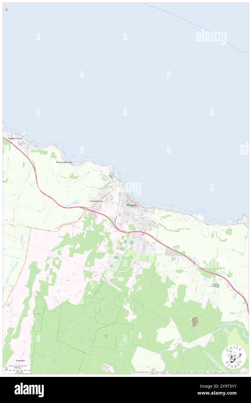 Penguin Beach, , AU, Australien, Tasmanien, s 41 6' 35'', N 146 4' 12'', Karte, Cartascapes Map, veröffentlicht 2024. Erkunden Sie Cartascapes, eine Karte, die die vielfältigen Landschaften, Kulturen und Ökosysteme der Erde enthüllt. Reisen Sie durch Zeit und Raum und entdecken Sie die Verflechtungen der Vergangenheit, Gegenwart und Zukunft unseres Planeten. Stockfoto