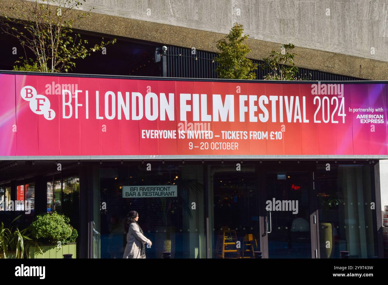 London, Großbritannien. Oktober 2024. BFI London Film Festival 2024 Schild bei BFI Southbank. Quelle: Vuk Valcic/Alamy Stockfoto