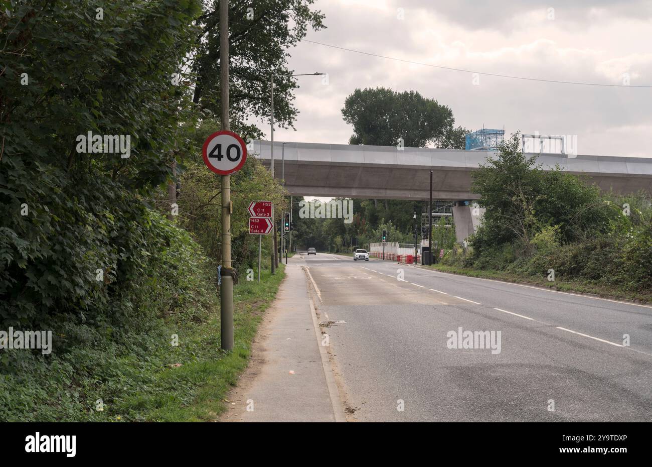 HS2 Railway London nach Birmingham. Baustelle des Viadukts über der Moorfield Road South HareField Stockfoto