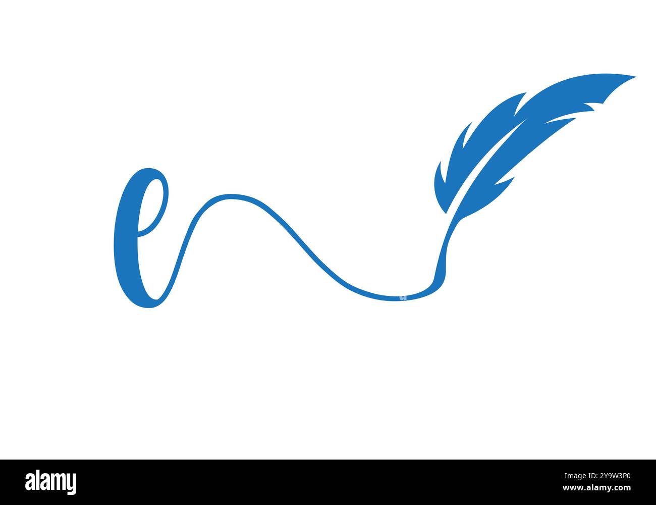 Vektorvorlage mit Federlogo und Buchstabe E. Federsymbol Stock Vektor