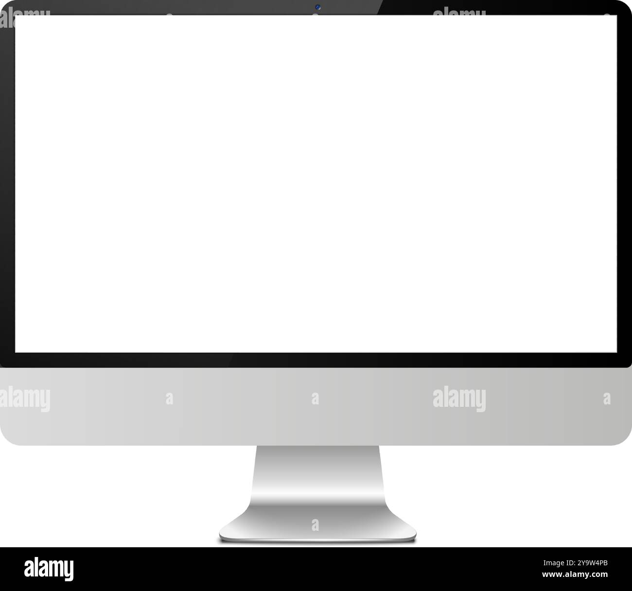 Ein leerer Computerbildschirm auf einem schlanken Desktop-Monitor vor einem einfachen Hintergrund, ideal für Präsentationen und die Erstellung digitaler Inhalte Stock Vektor