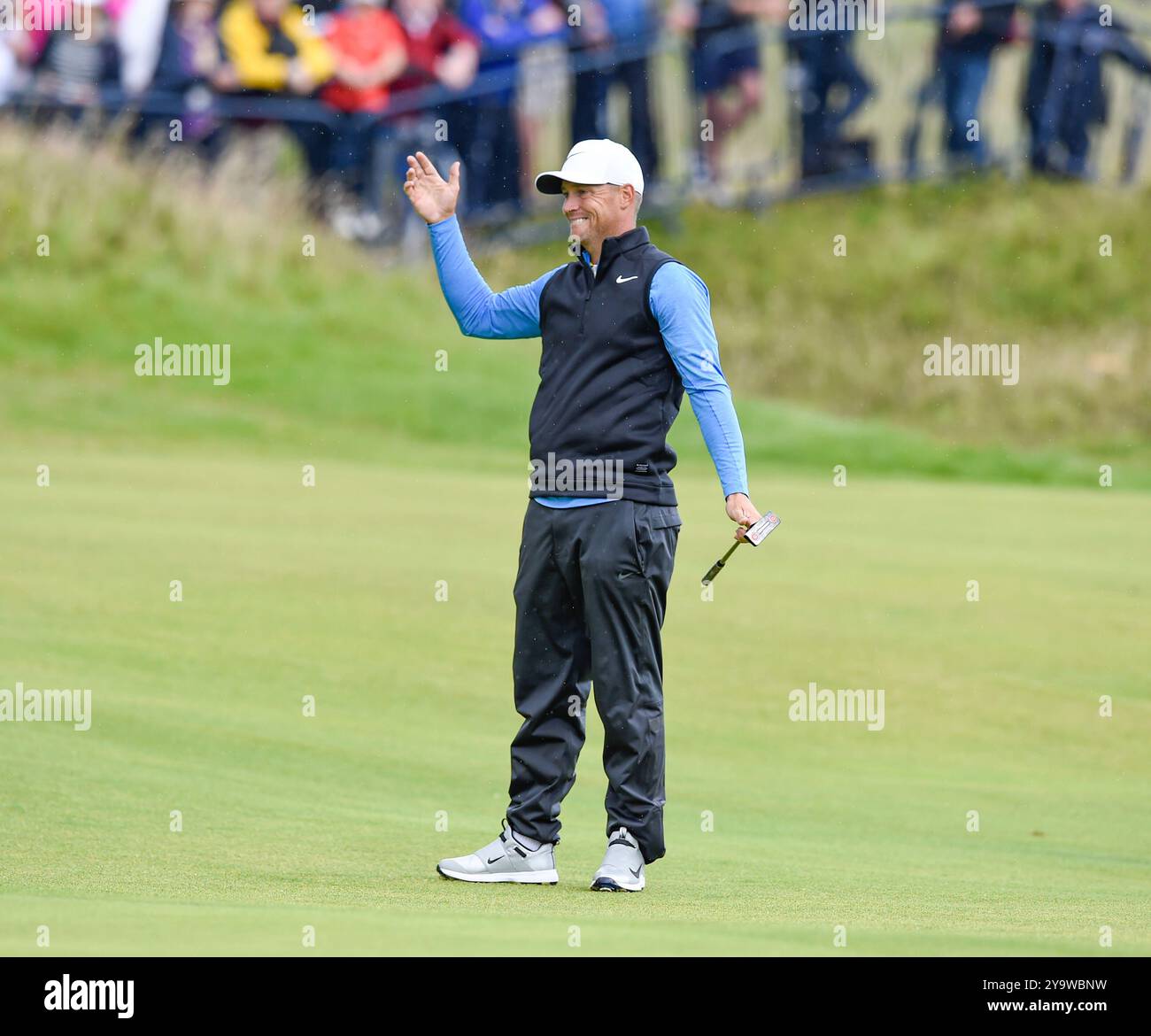 18. Juli 2019; Portrush, während der ersten Runde des Open Championship-Golfturniers im Royal Portrush Golf Club - Dunluce Course, Portrush, Nordirland. Stockfoto