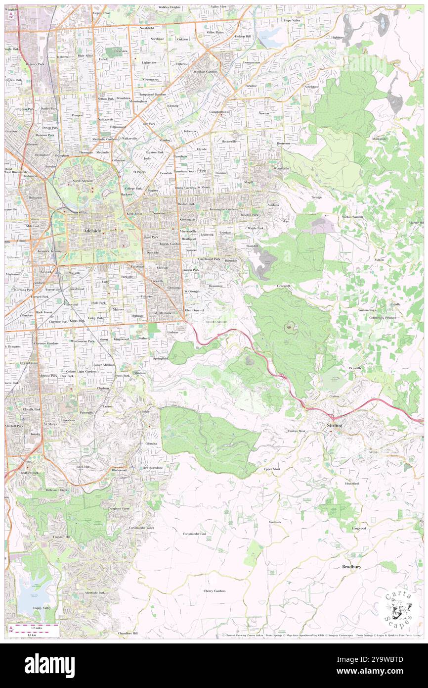 Mount Osmond, Burnside, AU, Australien, Südaustralien, s 34 57' 46'', N 138 39' 50'', Karte, Cartascapes Map, veröffentlicht 2024. Erkunden Sie Cartascapes, eine Karte, die die vielfältigen Landschaften, Kulturen und Ökosysteme der Erde enthüllt. Reisen Sie durch Zeit und Raum und entdecken Sie die Verflechtungen der Vergangenheit, Gegenwart und Zukunft unseres Planeten. Stockfoto