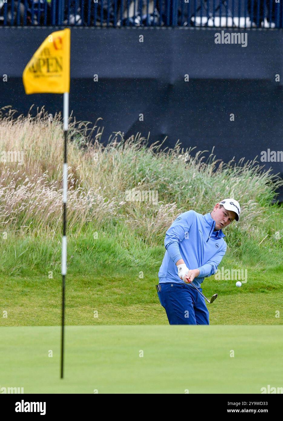 21. Juli 2019: Robert MacIntyre stürzt während der Finalrunde des Open Championship-Golfturniers im Royal Portrush Golf Club - Dunluce Course, Portrush, Nordirland auf den 13. Platz. Stockfoto