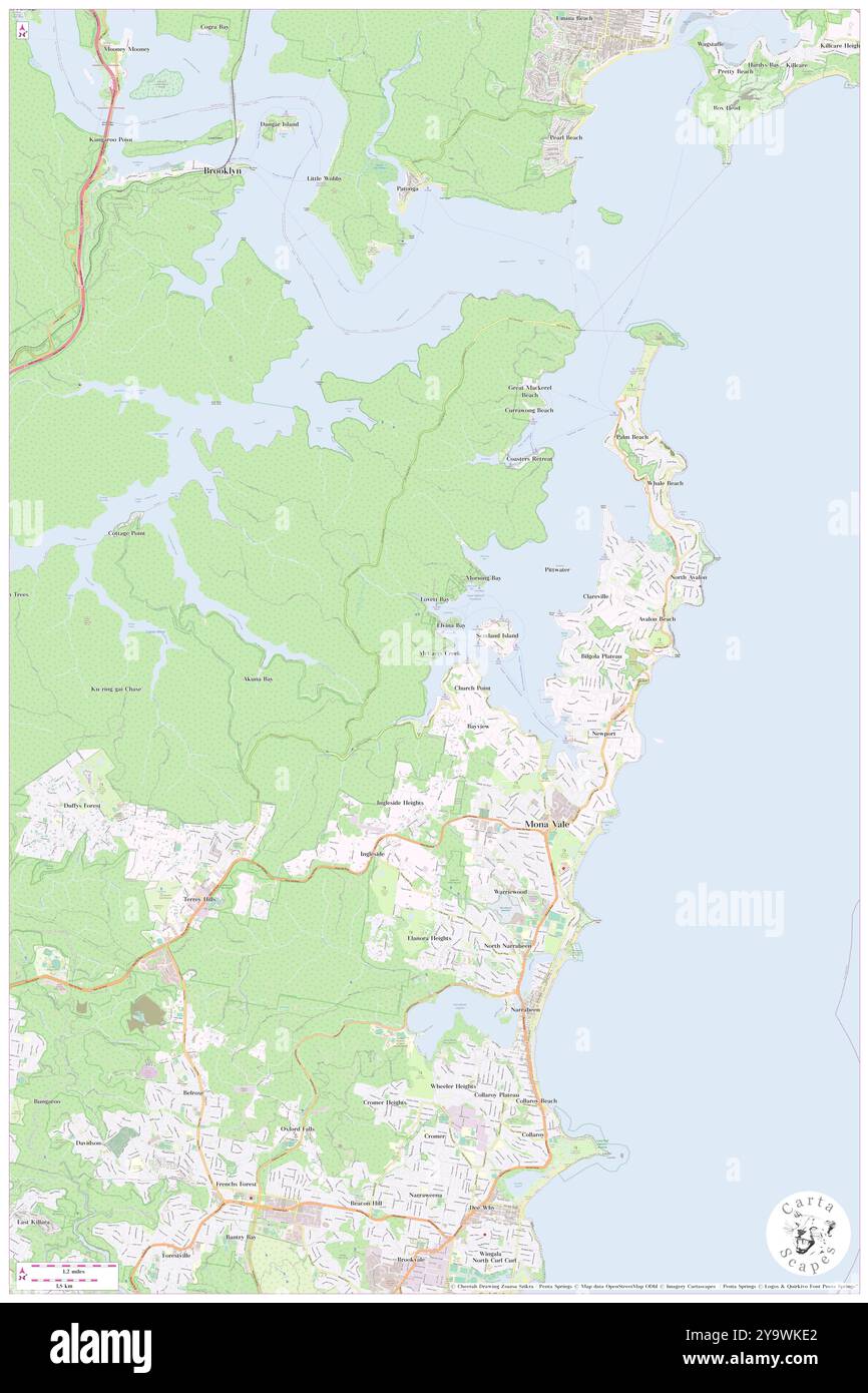 McCarrs Creek, , AU, Australien, s 33 39' 21'', N 151 16' 20'', Karte, Cartascapes Map, veröffentlicht 2024. Erkunden Sie Cartascapes, eine Karte, die die vielfältigen Landschaften, Kulturen und Ökosysteme der Erde enthüllt. Reisen Sie durch Zeit und Raum und entdecken Sie die Verflechtungen der Vergangenheit, Gegenwart und Zukunft unseres Planeten. Stockfoto