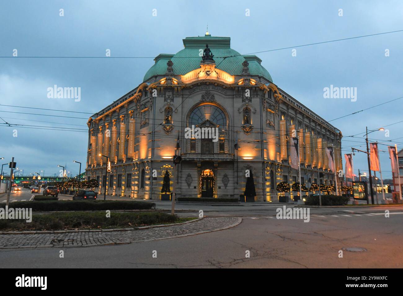 Belgrader Genossenschaft (Beogradska Zadruga) Belgrader Uferpromenade, Serbien Stockfoto