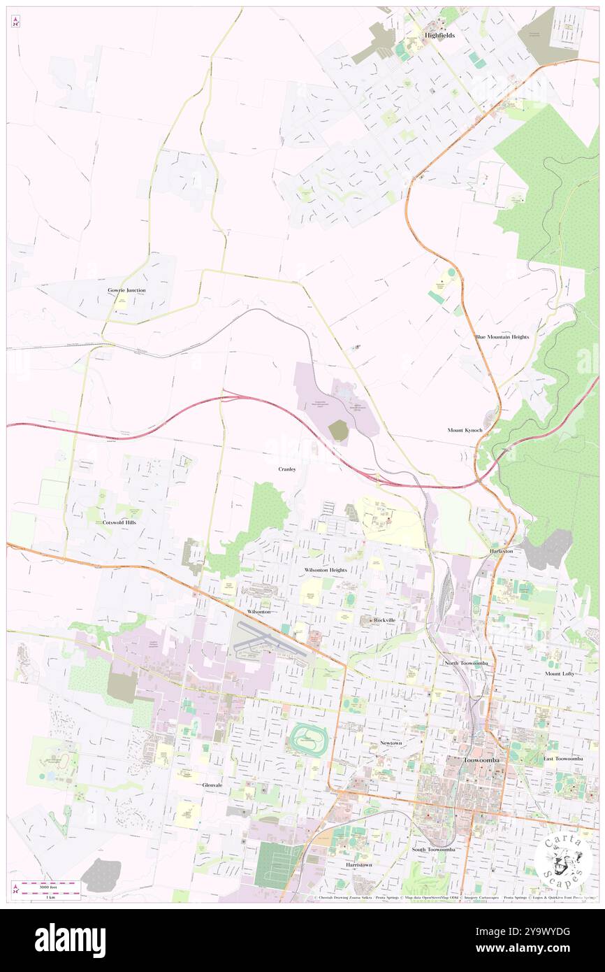 Cranley, Toowoomba, AU, Australien, Queensland, s 27 30' 54'', N 151 55' 22'', Karte, Cartascapes Map, veröffentlicht 2024. Erkunden Sie Cartascapes, eine Karte, die die vielfältigen Landschaften, Kulturen und Ökosysteme der Erde enthüllt. Reisen Sie durch Zeit und Raum und entdecken Sie die Verflechtungen der Vergangenheit, Gegenwart und Zukunft unseres Planeten. Stockfoto