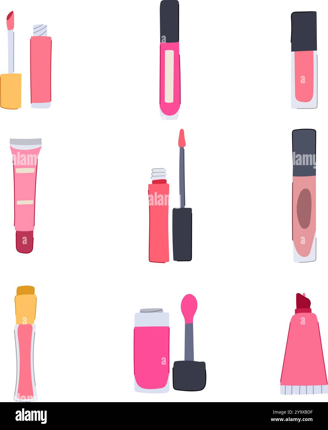 Lip Gloss Set Cartoon Vektor Illustration Stock Vektor