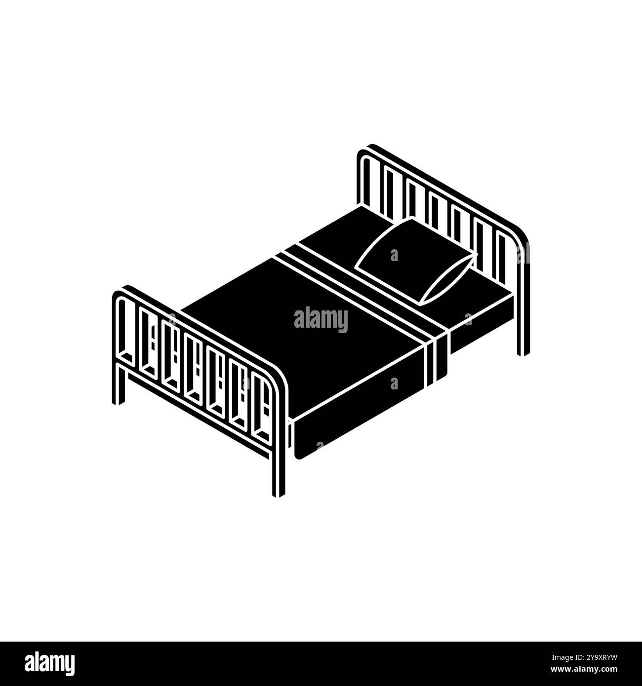 Das Bett ist isoliert. BD mit Decke und Kissen Stock Vektor