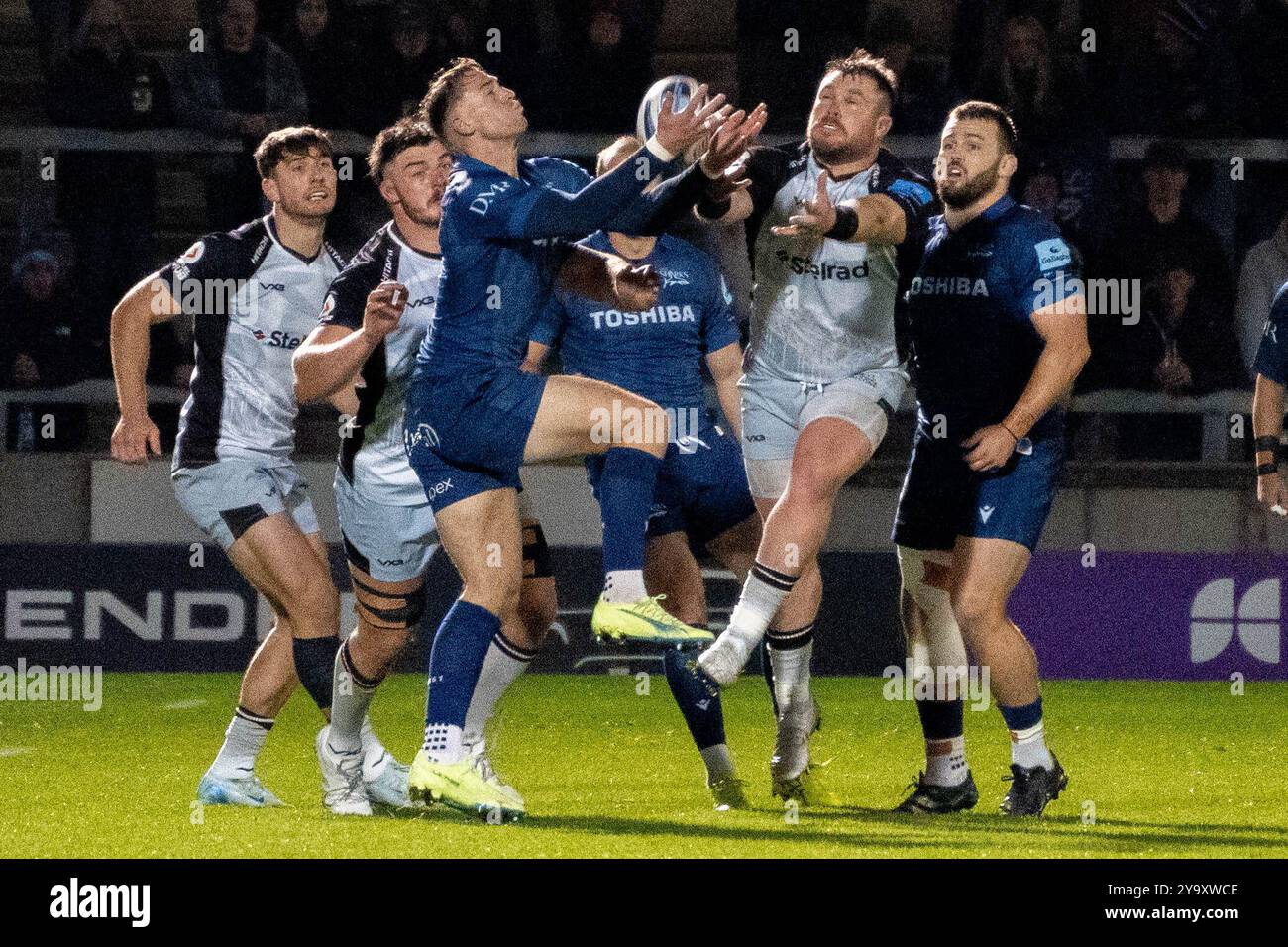 Sale Sharks vs Newcastle Falcons - Gallagher Premiership Rugby - 11. Oktober 2024 - Salford Community Stadium Stockfoto