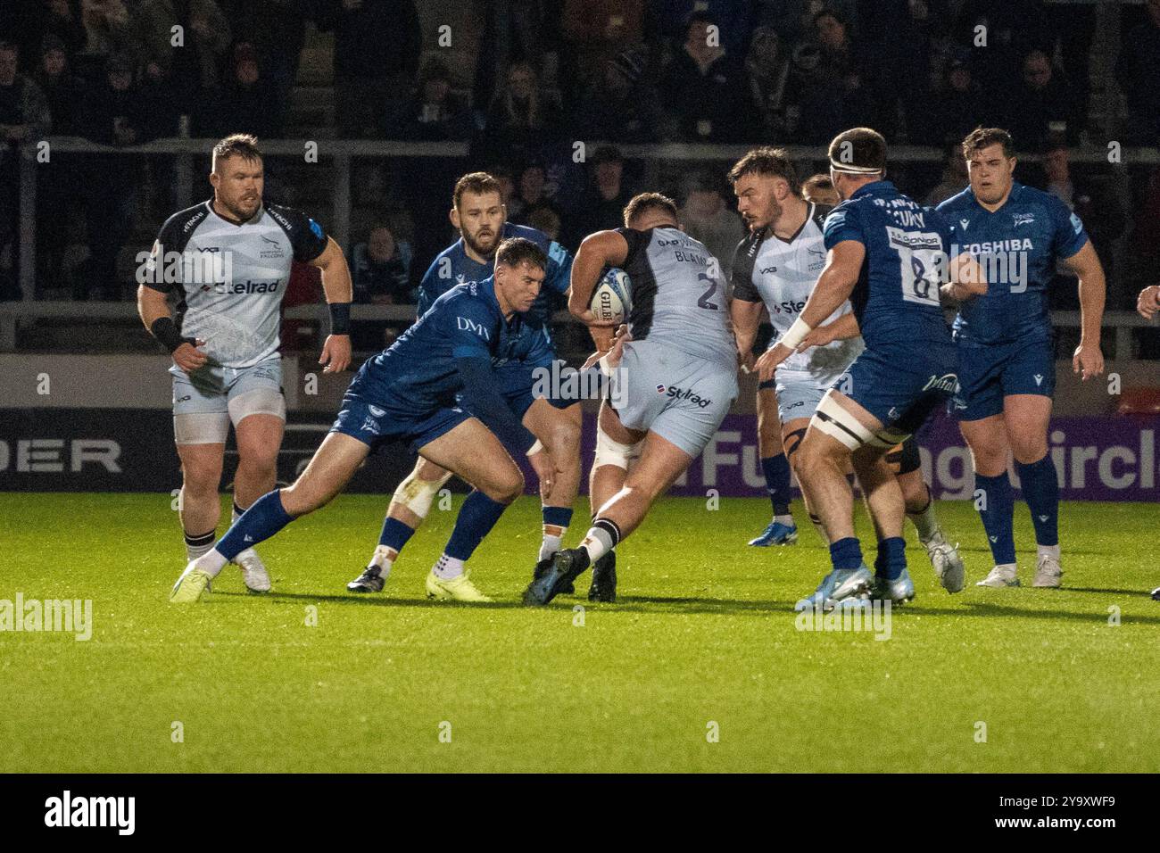 Sale Sharks vs Newcastle Falcons - Gallagher Premiership Rugby - 11. Oktober 2024 - Salford Community Stadium Stockfoto