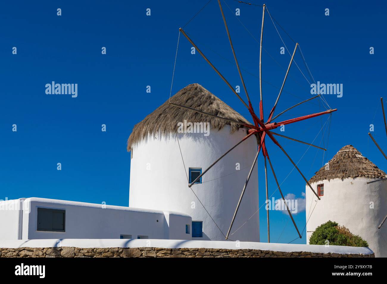 Griechenland, Kykladen, Insel Mykonos, Chora, Windmühlen (Kato Mili) Stockfoto