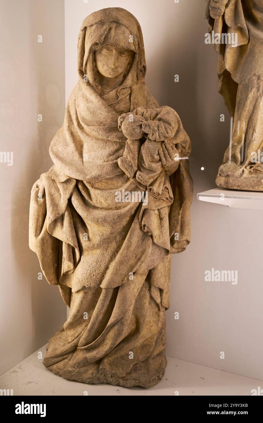 Frankreich, Cote d'Or, Burgund, die von der UNESCO zum Weltkulturerbe erklärt wurden, Beaune, Hospices de Beaune, Hotel Dieu, Jungfrau und Kind der Burgunderschule Stockfoto