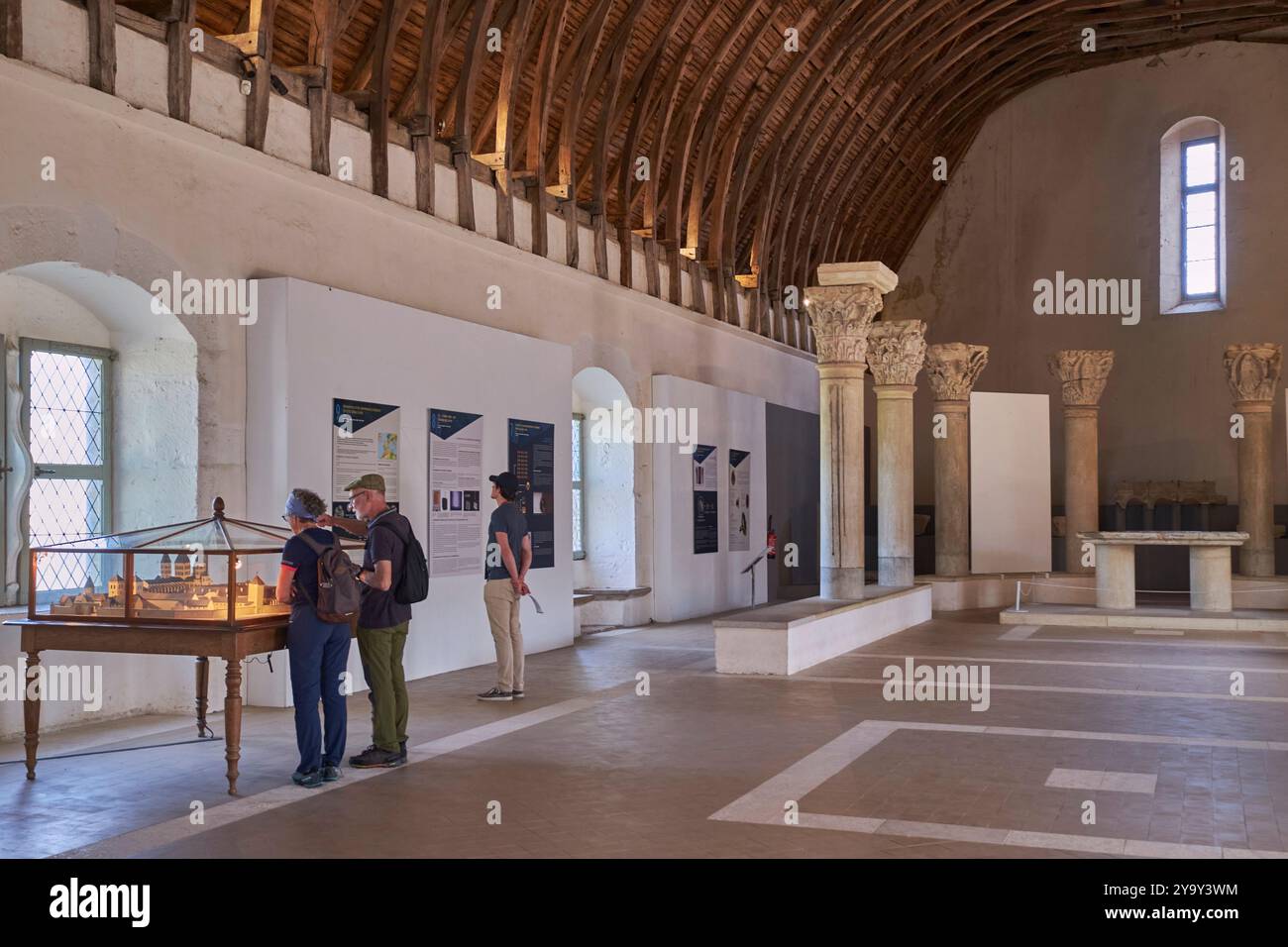Frankreich, Saone et Loire, Maconnais, Cluny, Saint Pierre und Saint Paul Abbey von Cluny, die Farinier der Abteikirche, Mehlspeicher, wo acht Kapitelle freigelegt sind Stockfoto