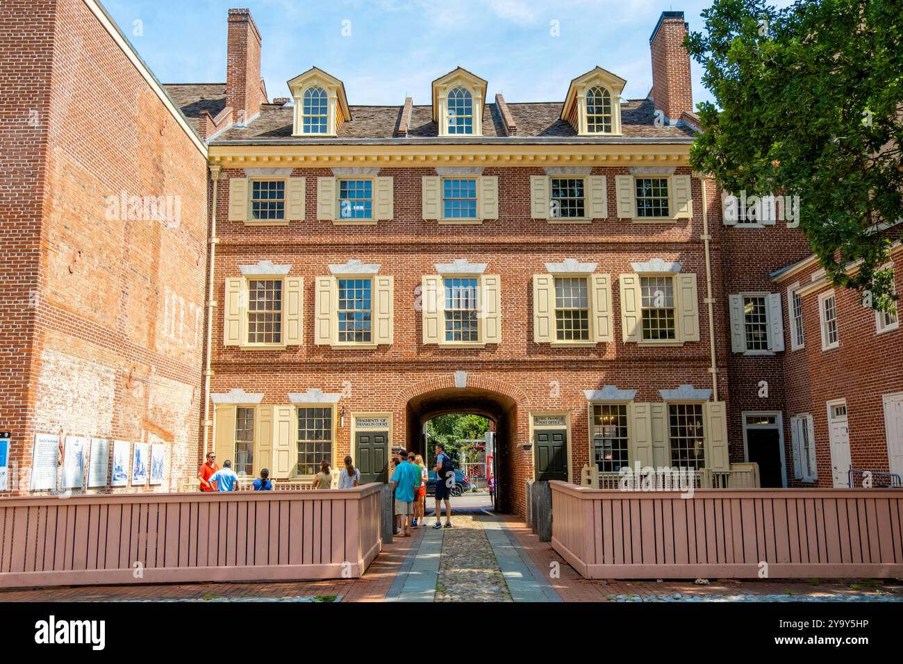 USA, Pennsylvania, Philadelphia, Franklin Court, Market Street Houses, Häuser zu vermieten von Benjamin Franklin Stockfoto