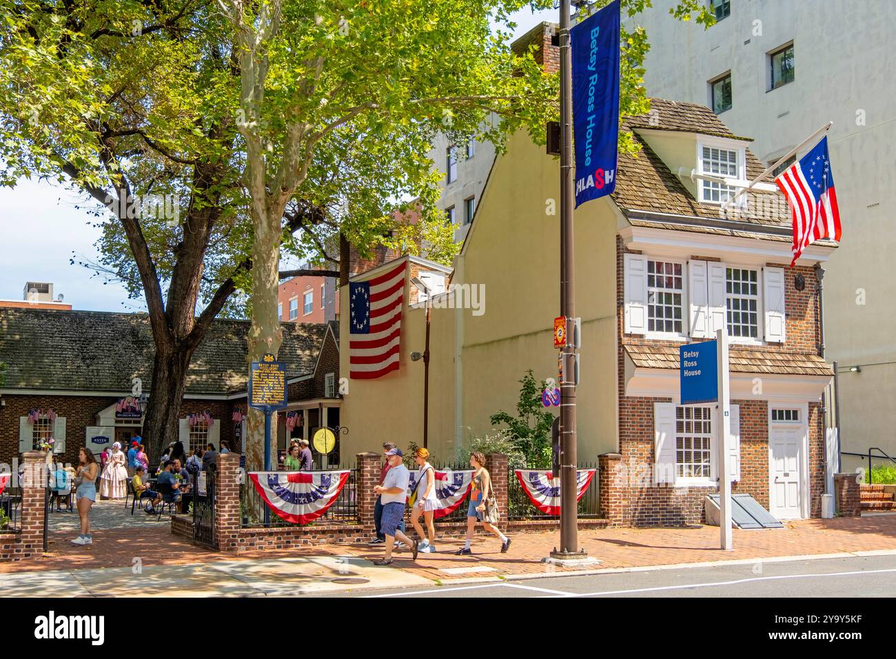 USA, Pennsylvania, Philadelphia, historisches Zentrum, Heimat von Betsy Ross, Schneiderin des ersten Sternenbanner der USA. Stockfoto