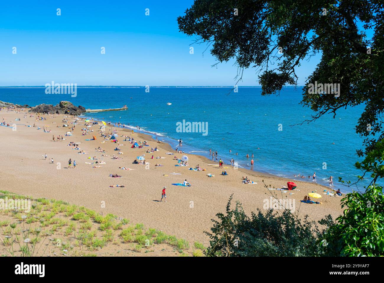 Frankreich, Loire Atlantique, Saint-Nazaire, Saint-Marc-sur-Mer Küstenviertel, Monsieur Hulot Beach, Drehort des Films Monsieur Hulot's Holiday von Jacques Tati Stockfoto