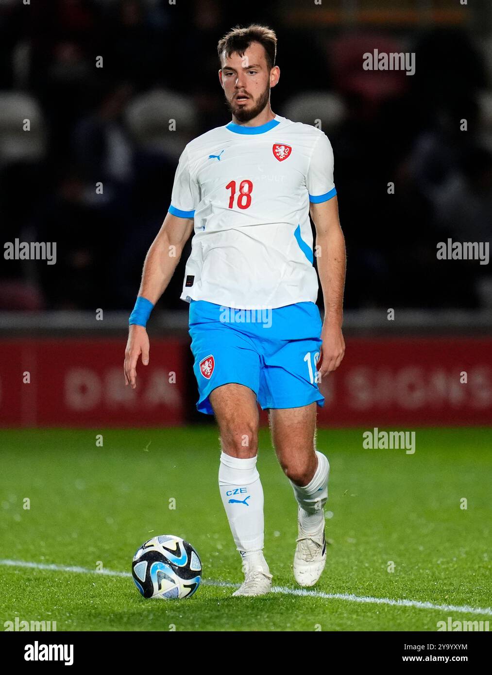 Filip Prebsl aus Tschechien während des Qualifikationsspiels der Gruppe I zur UEFA Euro-U21-Meisterschaft in Rodney Parade in Newport. Bilddatum: Freitag, 11. Oktober 2024. Stockfoto