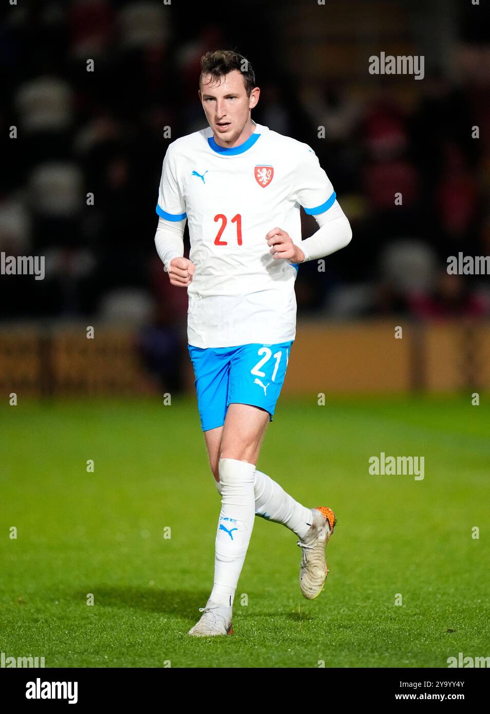 Der tschechische Marek Icha während des Qualifikationsspiels der Gruppe I zur UEFA-Euro-U21-Meisterschaft in Rodney Parade in Newport. Bilddatum: Freitag, 11. Oktober 2024. Stockfoto