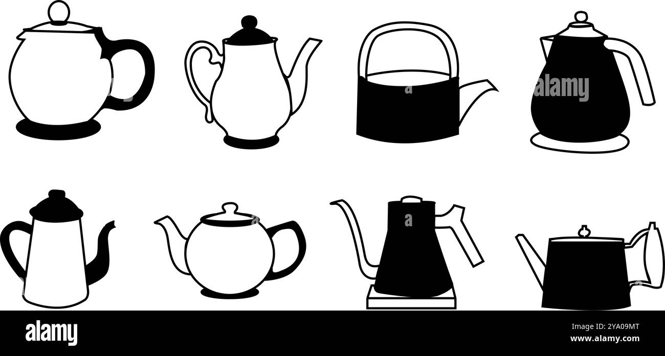 Illustration des Kaffeesets | minimalistischer Doodle-Vektor für Café- und Kaffeemusik | Café-Branding, Kaffee-bezogene Designs oder Menüdekorationen Stock Vektor