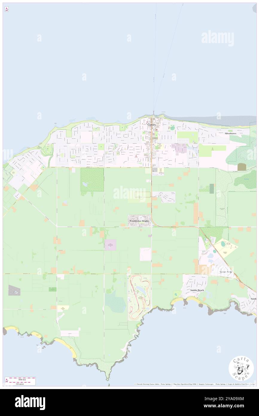 Cowes, Bass Coast, AU, Australien, Victoria, s 38 27' 8'', N 145 14' 19'', Karte, Cartascapes Map, veröffentlicht 2024. Erkunden Sie Cartascapes, eine Karte, die die vielfältigen Landschaften, Kulturen und Ökosysteme der Erde enthüllt. Reisen Sie durch Zeit und Raum und entdecken Sie die Verflechtungen der Vergangenheit, Gegenwart und Zukunft unseres Planeten. Stockfoto