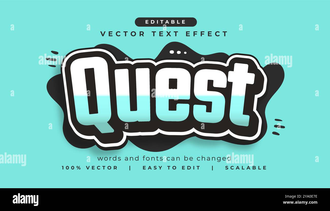 Text-Effekt-Stil Quest-Schriftzug bearbeitbarer Mockup-Vektor Stock Vektor