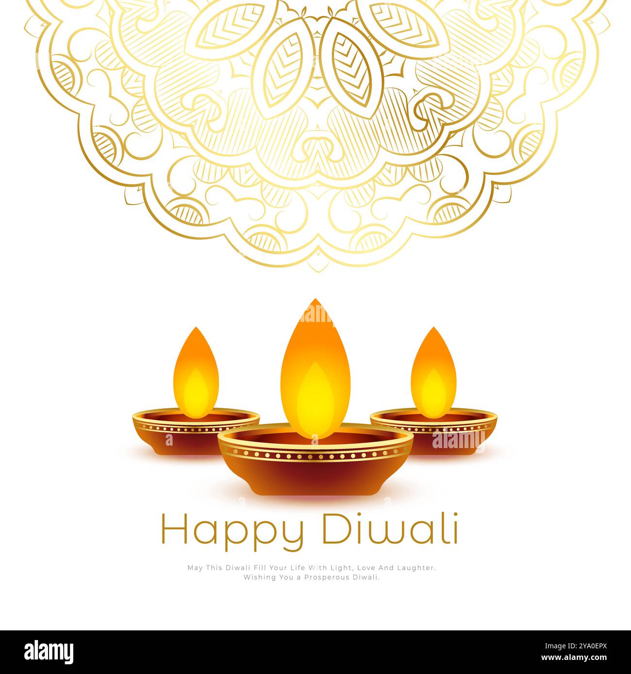 Happy diwali festlicher weißer Hintergrund mit Diya-Vektor Stock Vektor