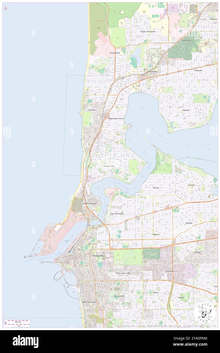 Stringfellow Park, , AU, Australien, Western Australia, s 32 1' 2'', N 115 45' 51'', Karte, Karte, Kartenausgabe 2024. Erkunden Sie Cartascapes, eine Karte, die die vielfältigen Landschaften, Kulturen und Ökosysteme der Erde enthüllt. Reisen Sie durch Zeit und Raum und entdecken Sie die Verflechtungen der Vergangenheit, Gegenwart und Zukunft unseres Planeten. Stockfoto